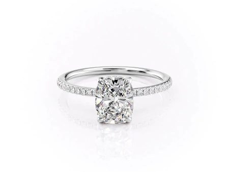 The Pave Kamellie Set With A 2.5 Carat Elongated Cushion Lab Diamond Cheap