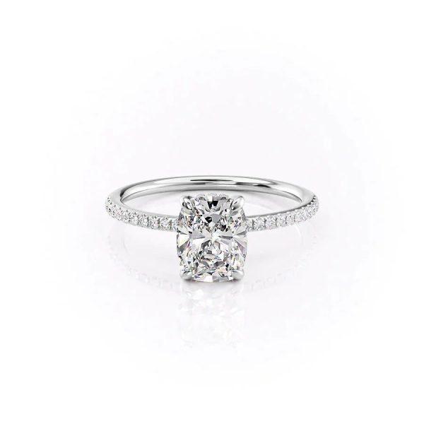 The Pave Kamellie Set With A 2.5 Carat Elongated Cushion Lab Diamond Cheap