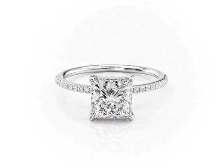 The Pave Kamellie Set With A 3 Carat Princess Lab Diamond on Sale