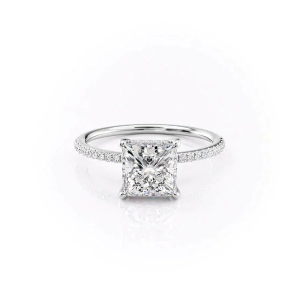 The Pave Kamellie Set With A 3 Carat Princess Lab Diamond on Sale