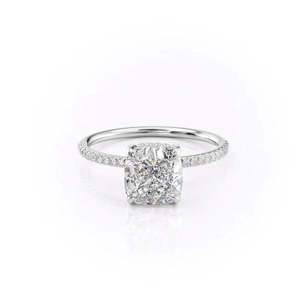 The Pave Kamellie Set With A 2.5 Carat Cushion Lab Diamond For Cheap